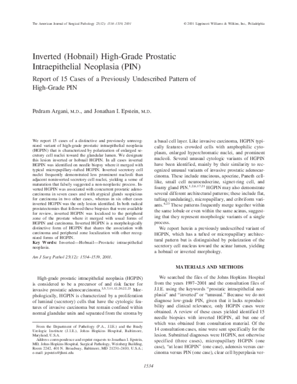 (PDF) Inverted (Hobnail) High-Grade Prostatic Intraepithelial Neoplasia ...