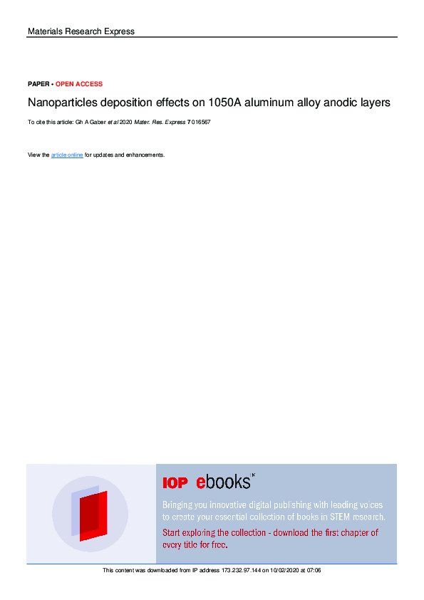 (PDF) Nanoparticles deposition effects on 1050A aluminum alloy anodic ...