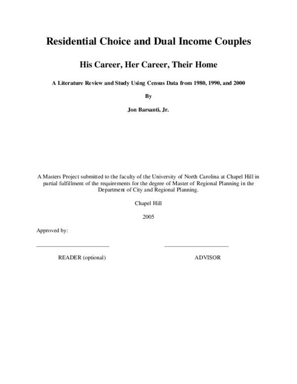 (PDF) Residential Choice and Dual Income Couples: His Career, Her ...