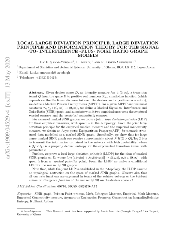 (PDF) Local large deviation principle, large deviation principle and ...