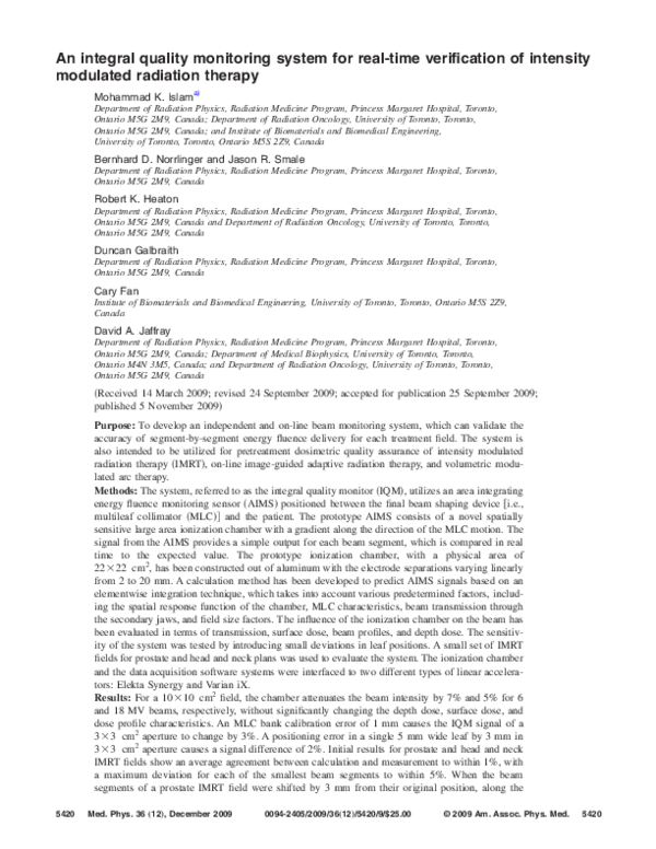 (PDF) An integral quality monitoring system for real-time verification ...