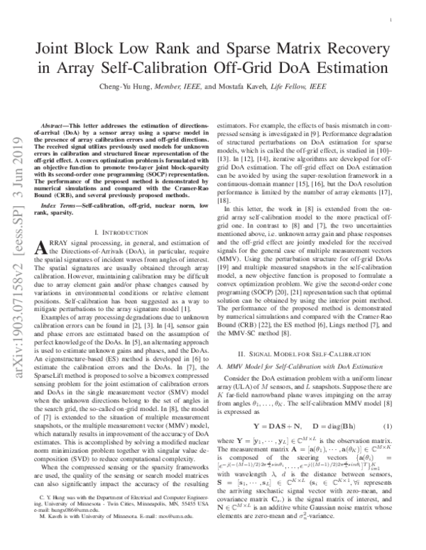(PDF) Joint Block Low Rank and Sparse Matrix Recovery in Array Self ...