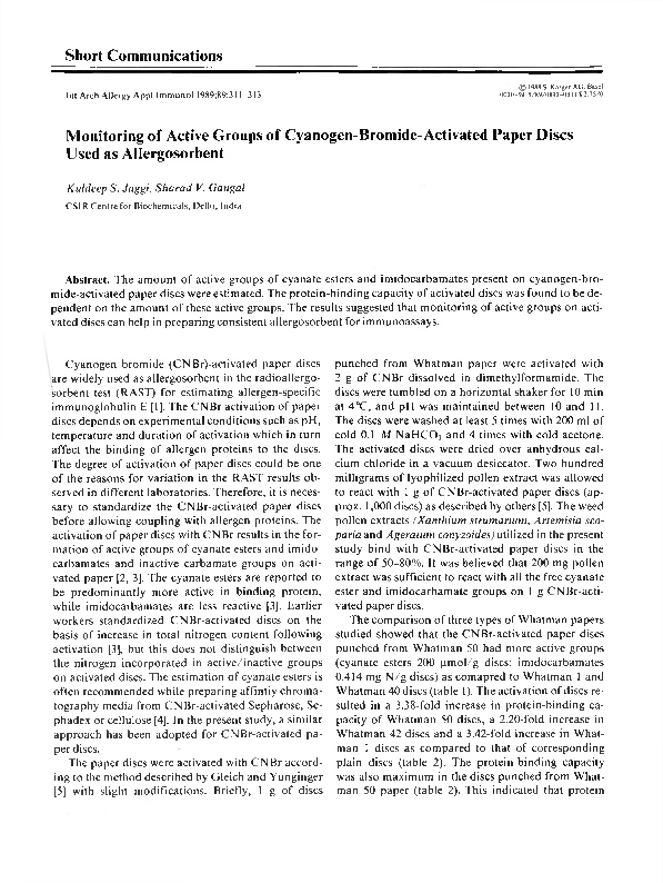(PDF) Monitoring of Active Groups of Cyanogen-Bromide-Activated Paper ...