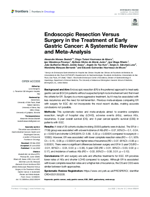 (PDF) Endoscopic Resection Versus Surgery in the Treatment of Early ...