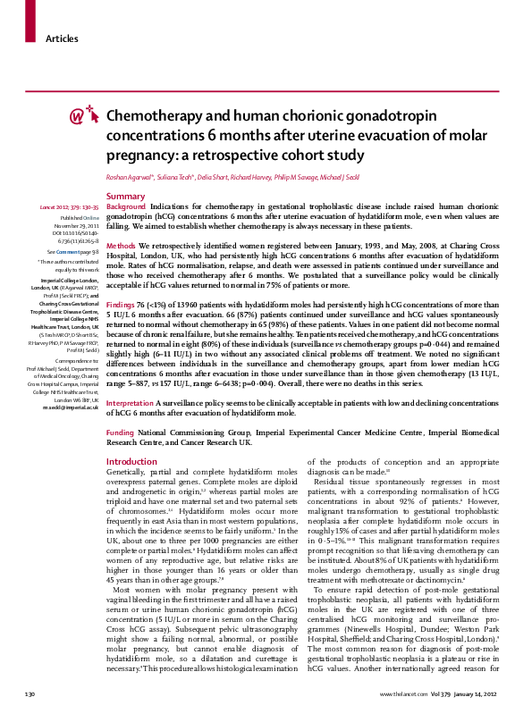 (PDF) Chemotherapy and human chorionic gonadotropin concentrations 6 ...