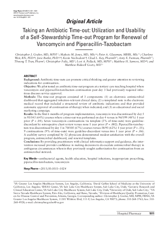 (PDF) Taking an Antibiotic Time-out: Utilization and Usability of a ...