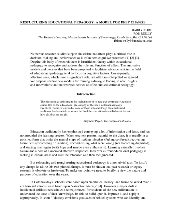 (PDF) Restucturing Educational Pedagogy: A Model for Deep Change