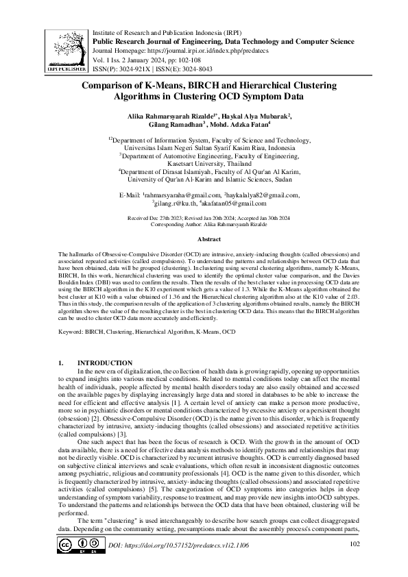 (PDF) Comparison of K-Means, BIRCH and Hierarchical Clustering ...