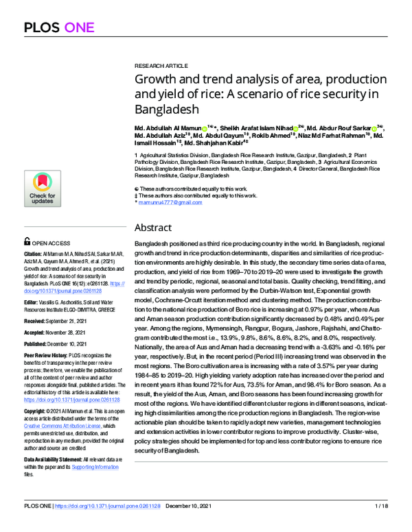 (PDF) Growth and trend analysis of area, production and yield of rice ...
