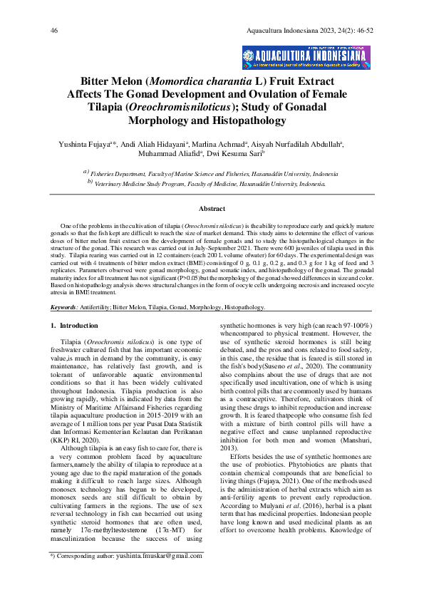 (PDF) Bitter Melon (Momordica charantia L) Fruit Extract Affects The ...