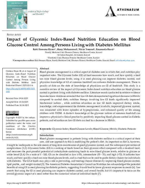(PDF) Impact of Glycemic Index-Based Nutrition Education on Blood ...