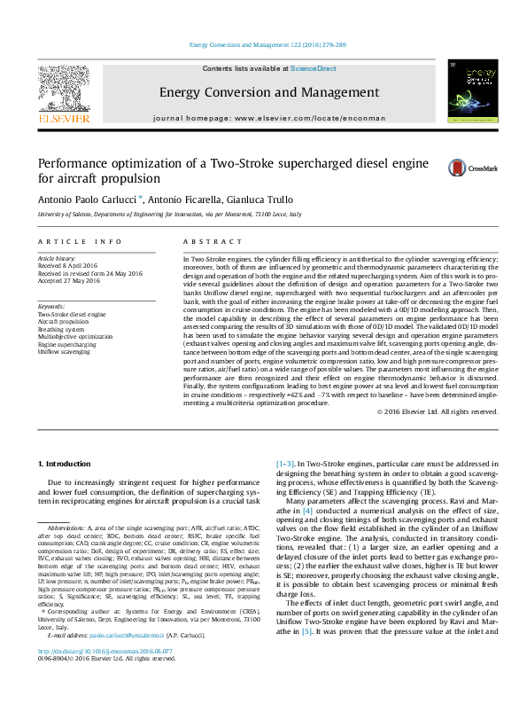 (PDF) Performance optimization of a Two-Stroke supercharged diesel ...