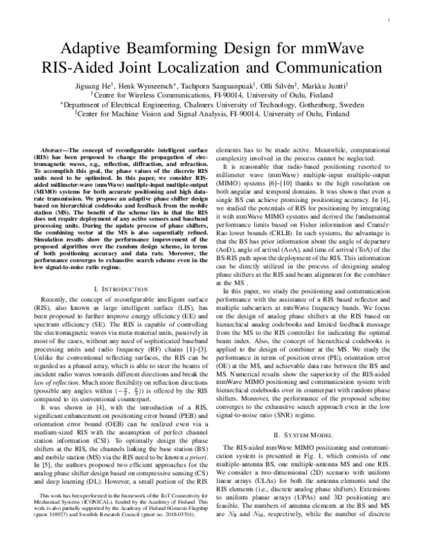 (PDF) Adaptive Beamforming Design for mmWave RIS-Aided Joint ...