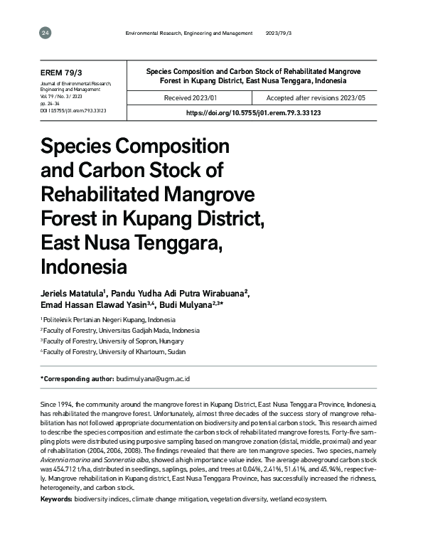 (PDF) Species Composition and Carbon Stock of Rehabilitated Mangrove ...
