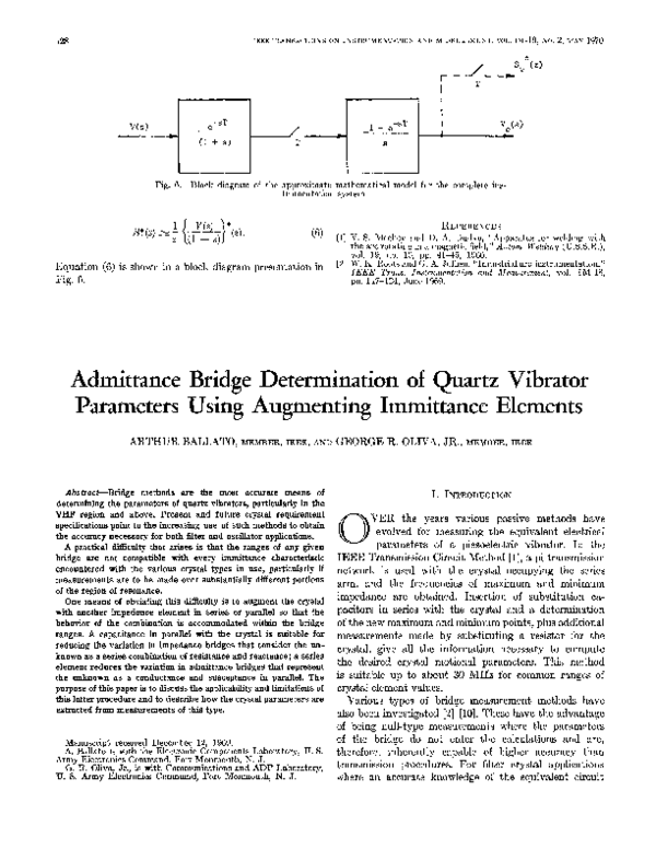 (PDF) Admittance Bridge Determination of Quartz Vibrator Parameters ...