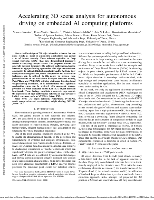 (PDF) Accelerating 3D scene analysis for autonomous driving on embedded ...