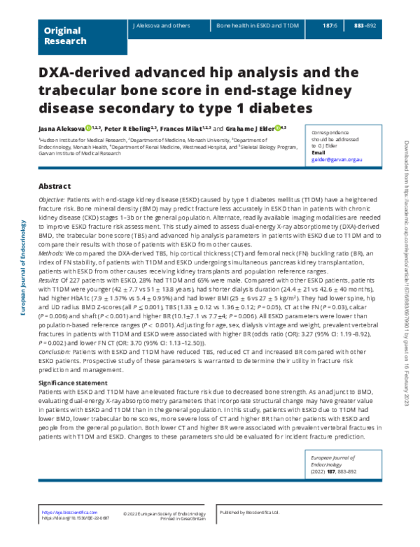 (PDF) DXA-derived advanced hip analysis and the trabecular bone score ...