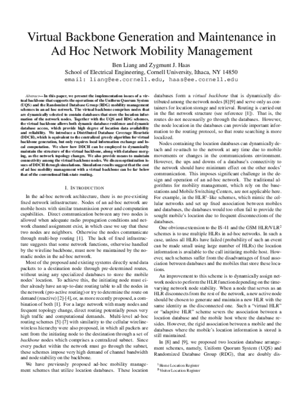 (PDF) Virtual backbone generation and maintenance in ad hoc network ...