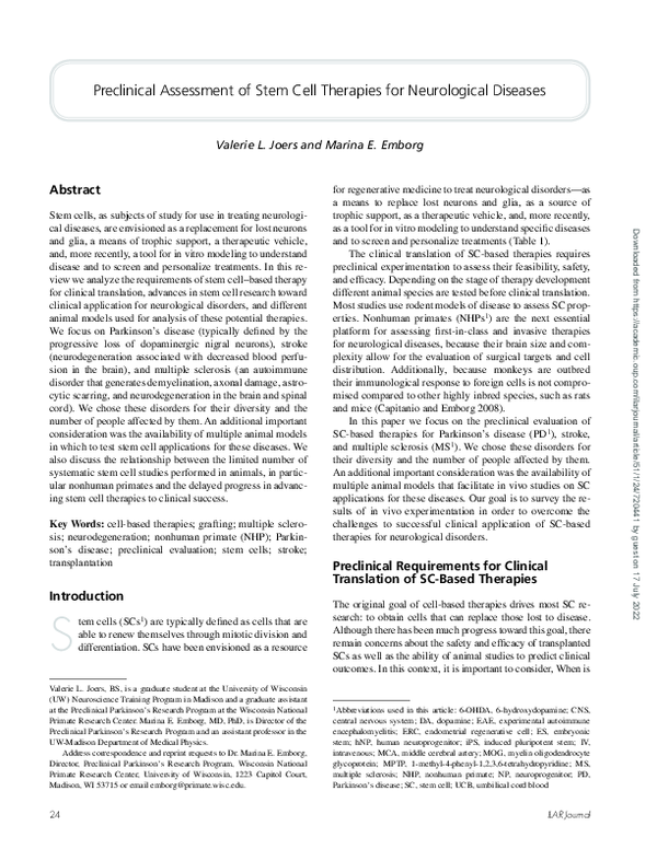 (PDF) Preclinical Assessment of Stem Cell Therapies for Neurological ...