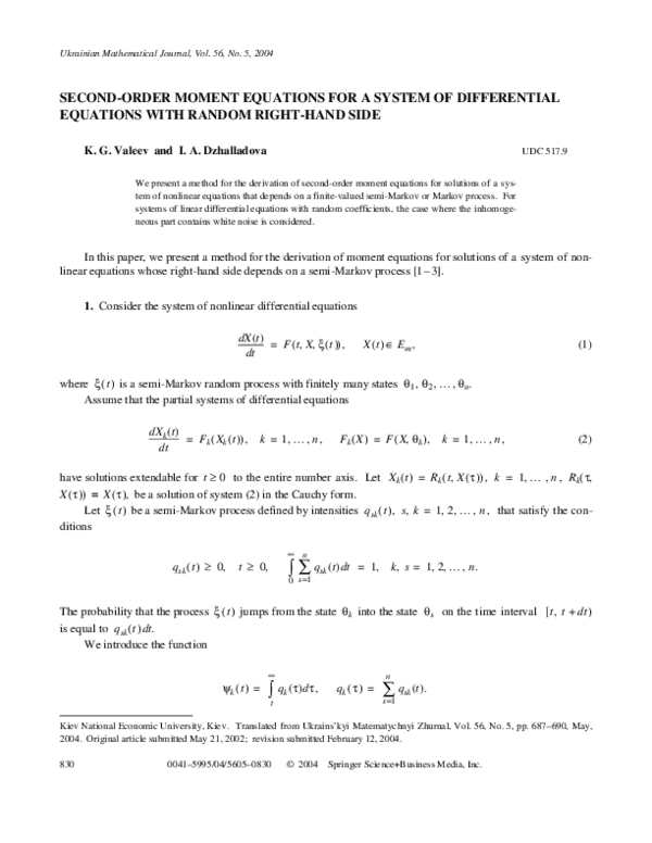 (PDF) Second-order moment equations for a system of differential ...