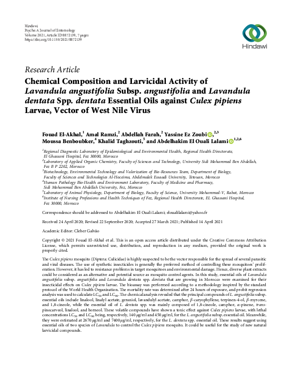 (PDF) Chemical Composition and Larvicidal Activity of Lavandula ...