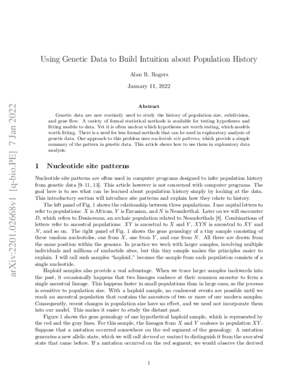 (PDF) Using Genetic Data to Build Intuition about Population History