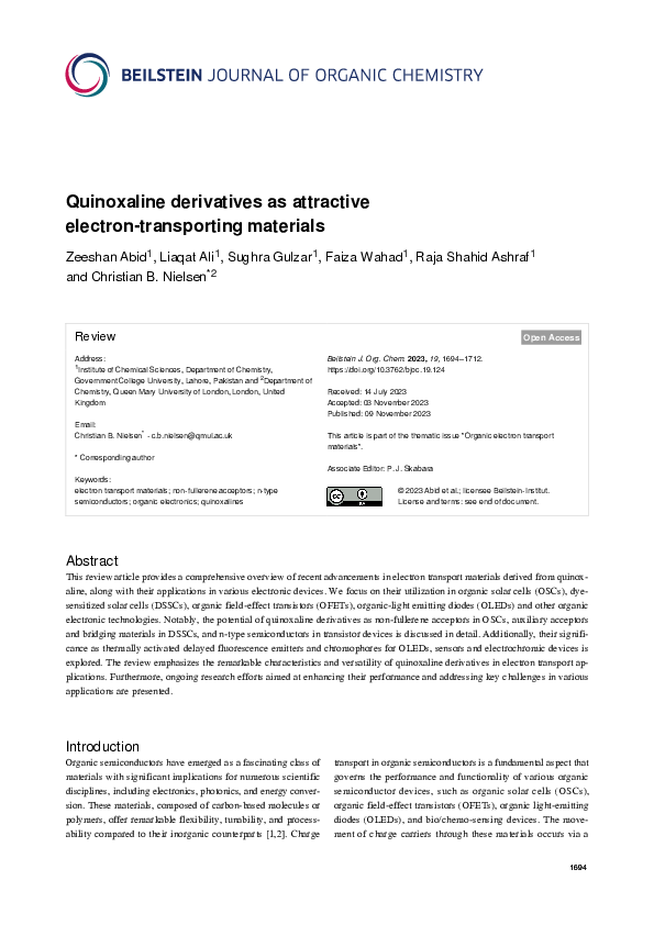 (PDF) Quinoxaline derivatives as attractive electron-transporting materials