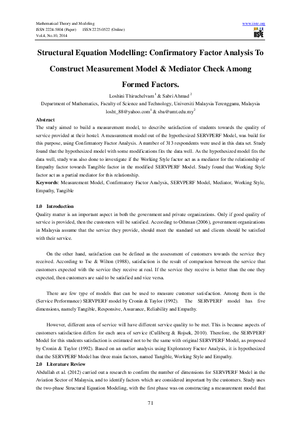 (PDF) Structural Equation Modelling: Confirmatory Factor Analysis To ...