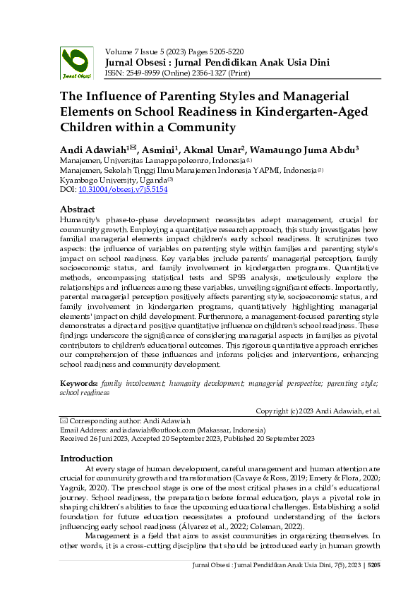 (PDF) The Influence of Parenting Styles and Managerial Elements on ...