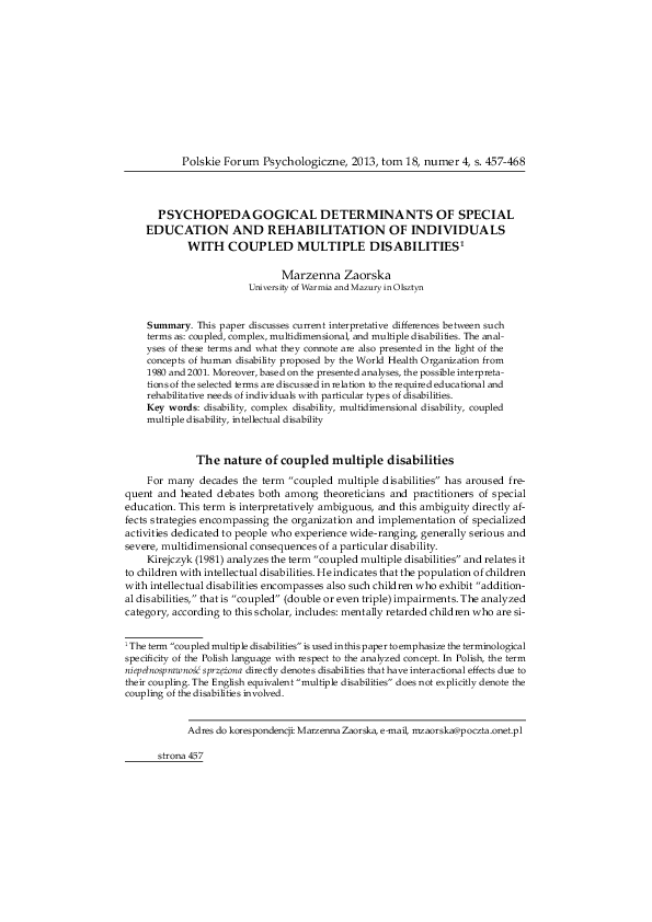 (PDF) Psychopedagogical determinants of special education and ...