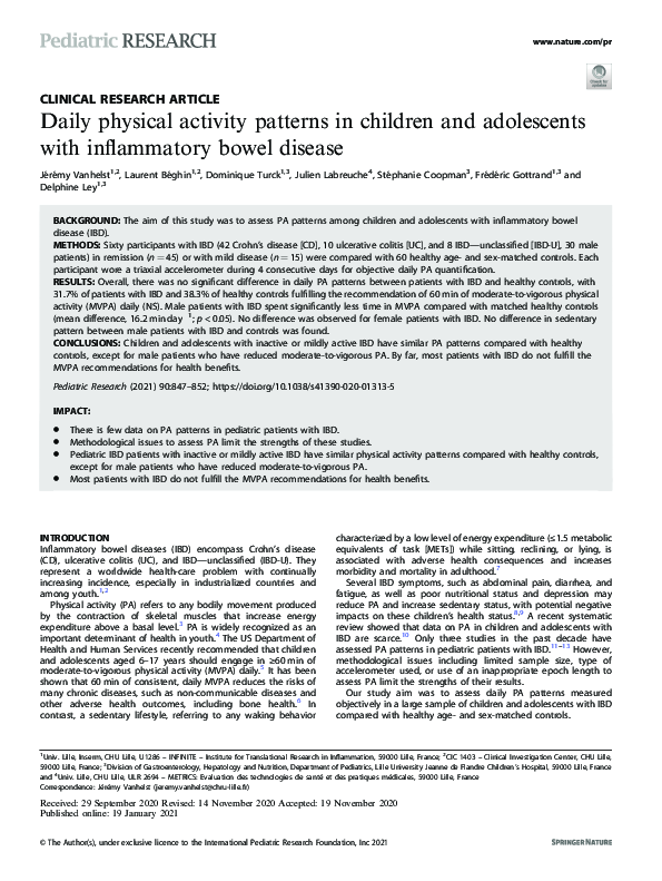 (PDF) Daily physical activity patterns in children and adolescents with ...