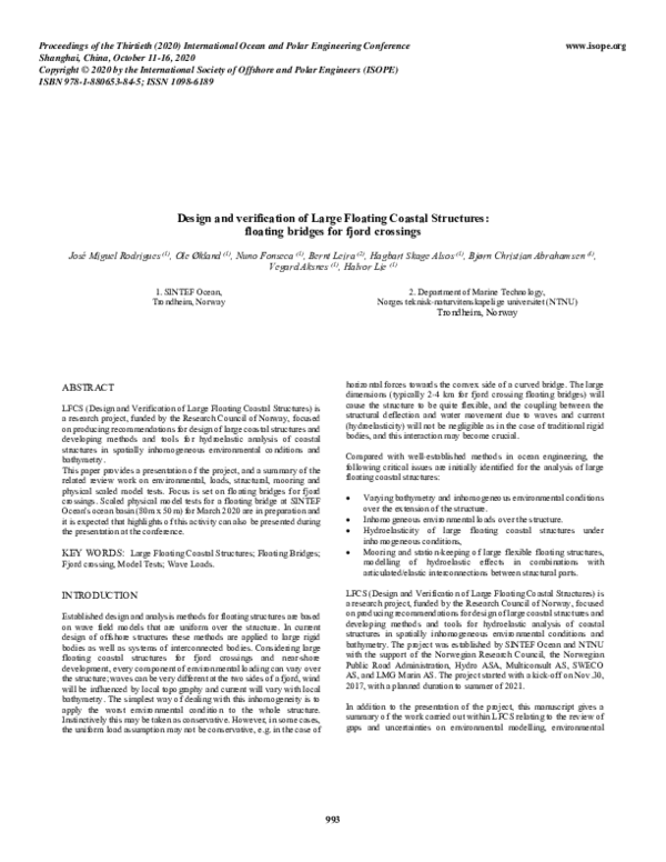 (PDF) Design and Verification of Large Floating Coastal Structures ...
