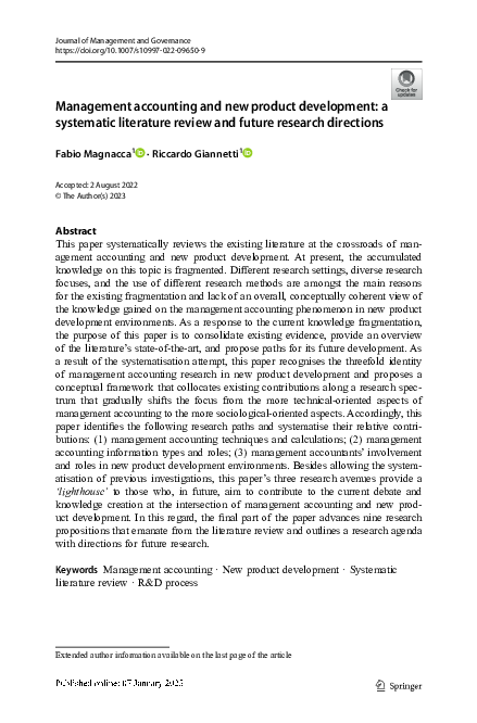 (PDF) Management accounting and new product development: a systematic ...
