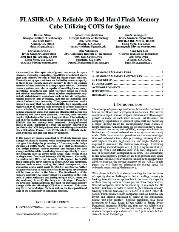 (PDF) FLASHRAD: A Reliable 3D Rad Hard Flash Memory Cube Utilizing COTS ...