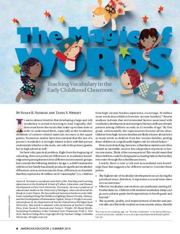 (PDF) The Magic of Words: Teaching Vocabulary in the Early Childhood ...