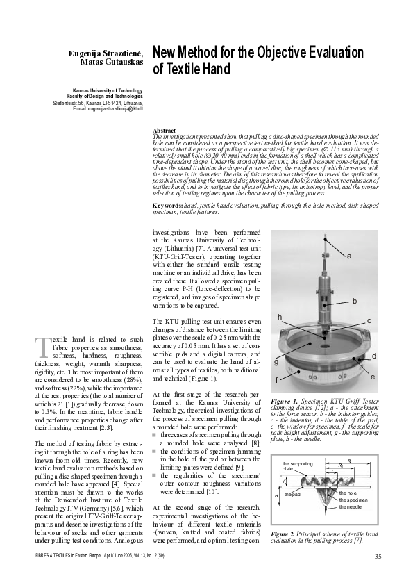 (PDF) New Method for the Objective Evaluation of Textile Hand