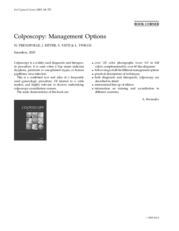 (PDF) Colposcopy: Management options