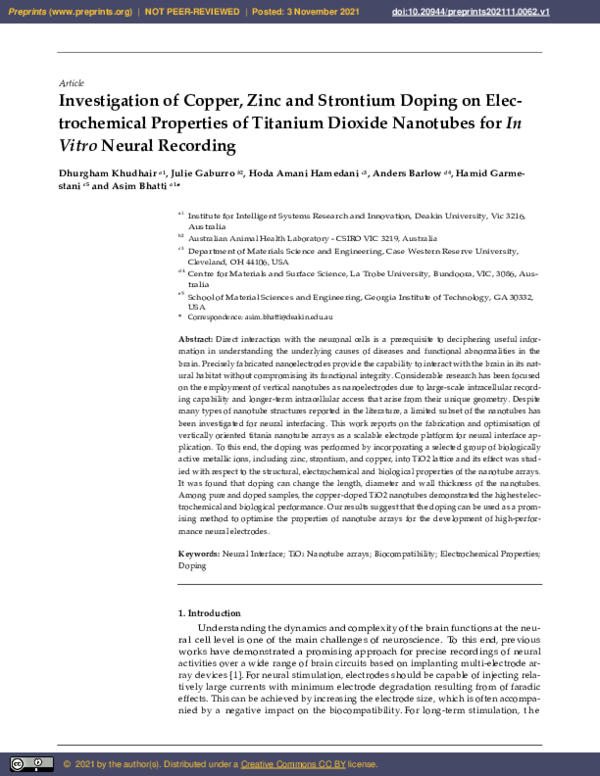 (PDF) Investigation of Copper, Zinc and Strontium Doping on ...
