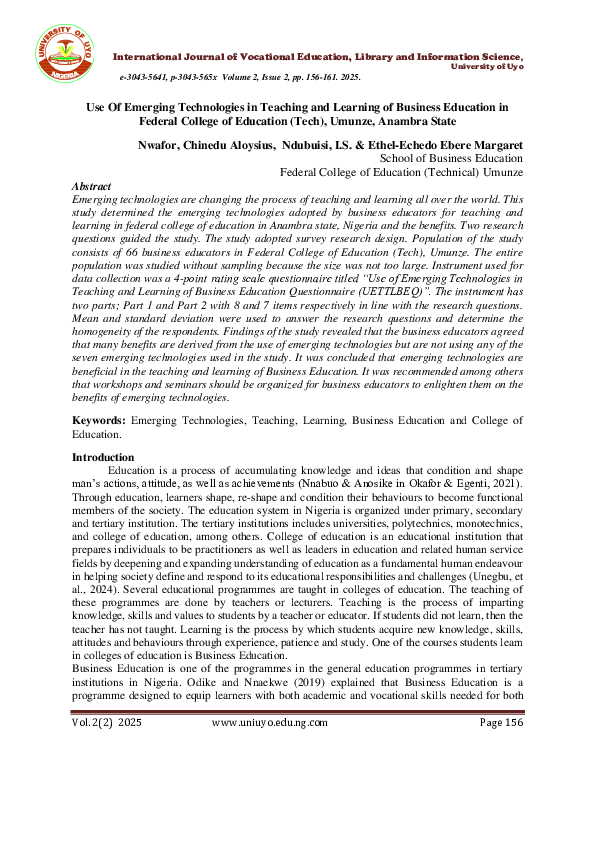 (PDF) Use Of Emerging Technologies in Teaching and Learning of Business ...