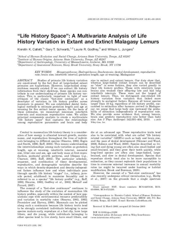 (PDF) “Life history space”: A multivariate analysis of life history ...