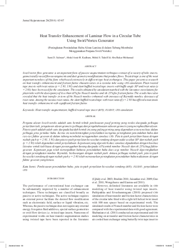 (PDF) Heat Transfer Enhancement of Laminar Flow in a Circular Tube ...