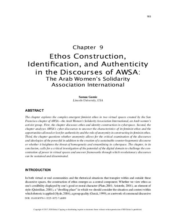 (PDF) Ethos Construction, Identification, and Authenticity in the ...