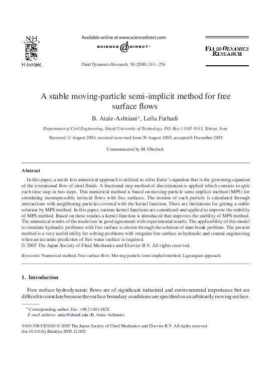 (PDF) A stable moving-particle semi-implicit method for free surface flows