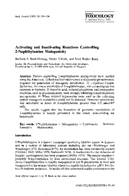(PDF) Activating and inactivating reactions controlling 2-naphthylamine ...