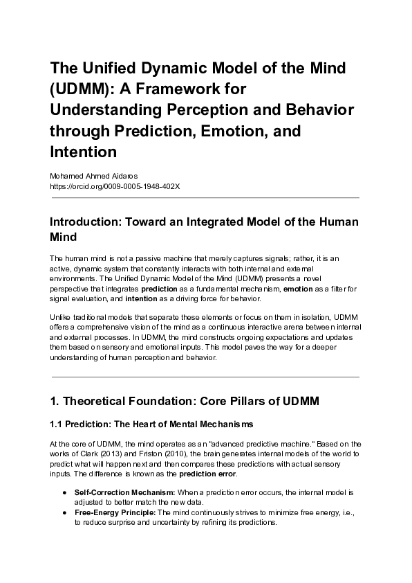 (PDF) The Unified Dynamic Model of the Mind (UDMM): A Framework for ...
