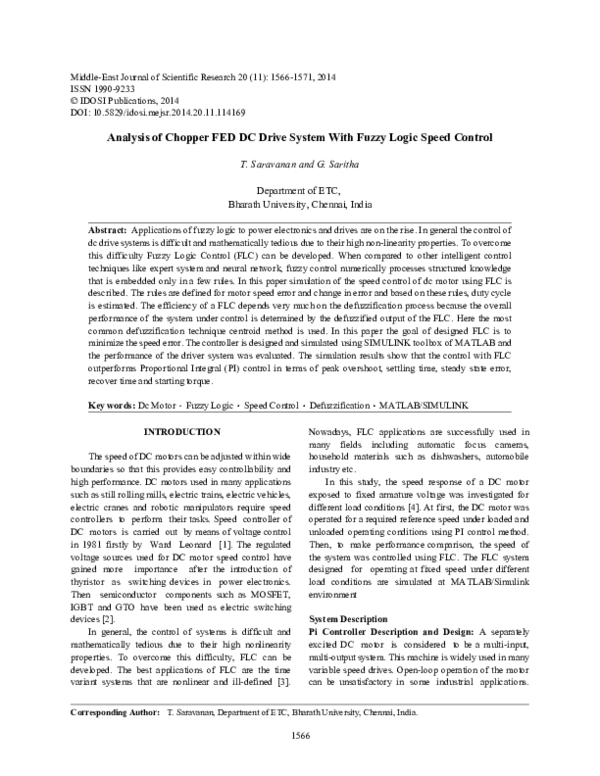 (PDF) A rule-based fuzzy logic speed tracking regulator for permanent ...