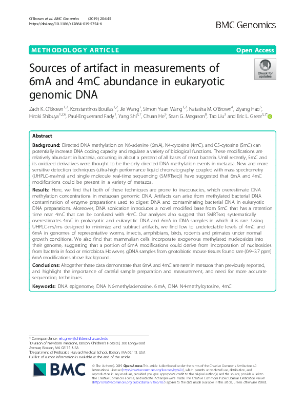 (PDF) Sources of artifact in measurements of 6mA and 4mC abundance in ...