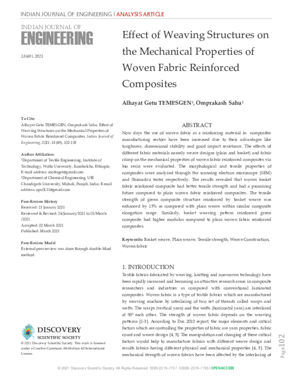 (PDF) Effect of Weaving Structures on the Mechanical Properties of ...