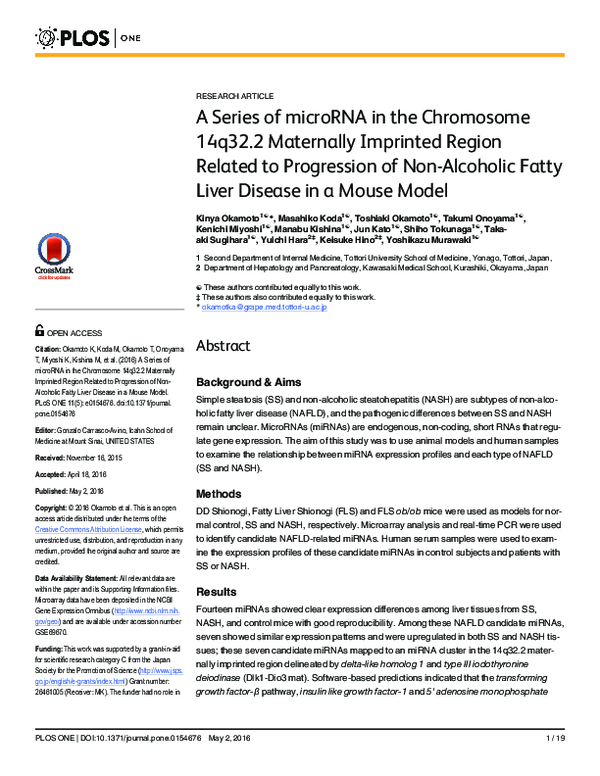 (PDF) A Series of microRNA in the Chromosome 14q32.2 Maternally ...