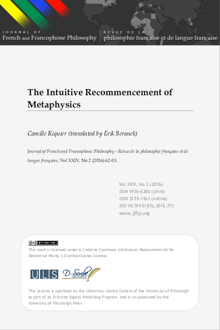 (PDF) The Intuitive Recommencement of Metaphysics
